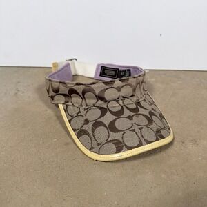 Coach Signature Monogram Visor Beige Lavender Tan Adjustable One Size